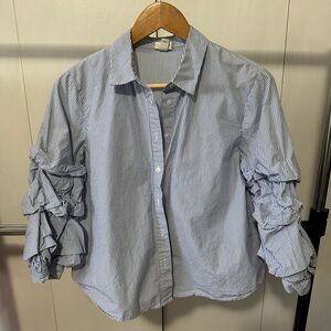 Striped blouse with puff sleeves.